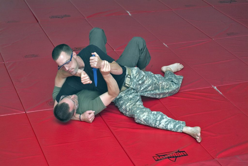 two men doing hand-to-hand knife training