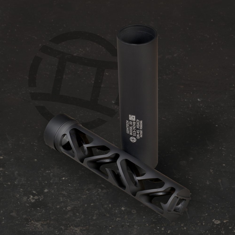 GM-45 with Gemtech’s new baffle system. This can will work on both .45 ACP and 9mm pistols.