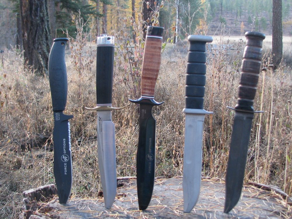Large utility knives from SOG, Blackjack, and Ka-Bar.