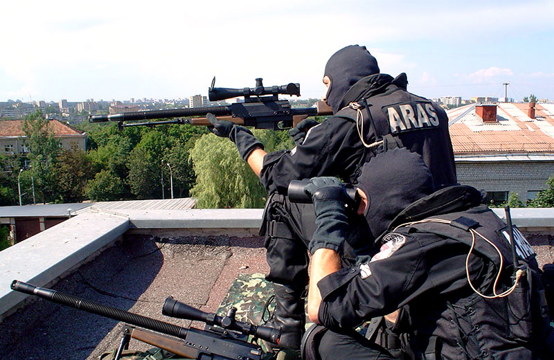 Snipers from Lithuanian CT unit ARAS, armed with PGM UR in a countersniper position. Photo: ARAS