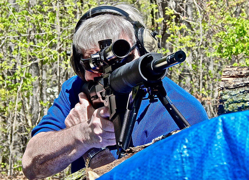 Thompson fires semi-auto 7.62x51mm sniping rifle from Les Baer. Self-loading countersniper rifles can be invaluable when facing multiple terrorist snipers. This rifle shoots to one MOA.