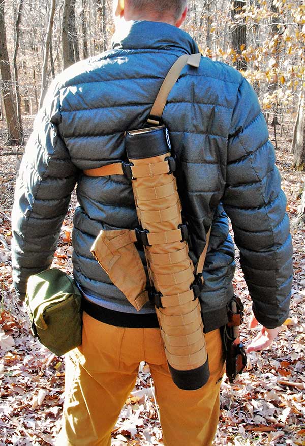 Primal Gear's quiver offers a variety of carry options with the included attachments. Carry on the back or on the belt is possible with this well-designed quiver.