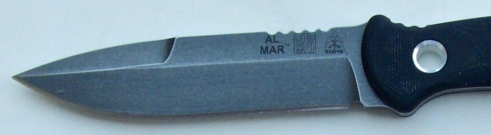 Mini SERE Operator’s blade. Top false edge may be sharpened if desired. 