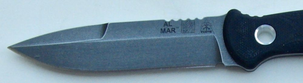 Mini SERE Operator’s blade. Top false edge may be sharpened if desired.