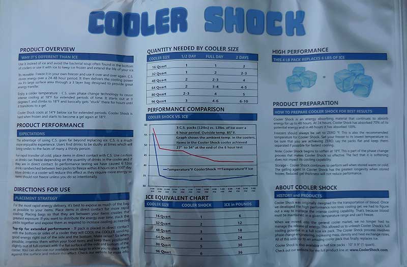 If you have questions about how the Cooler Shock Ice Pack works, or just want to shut up your know-it-all, doubt-everything brother-in-law, all the relevant information is printed on the back of every Ice Pack. Boom!