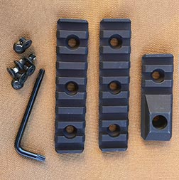 R.E.P.R. comes with two 3.5-inch rail sections, a rail section with QD sling mounts, screws and Torx wrench.