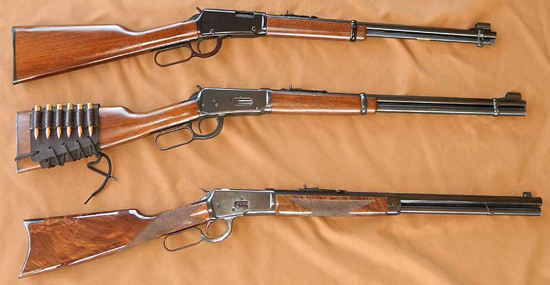 Top to bottom: Henry Classic, .22; Winchester Model 1894, .30-30; Navy Arms...
