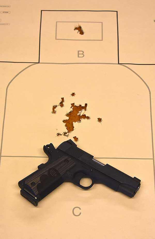 The .45 shot as it should, from two to 25 yards.
