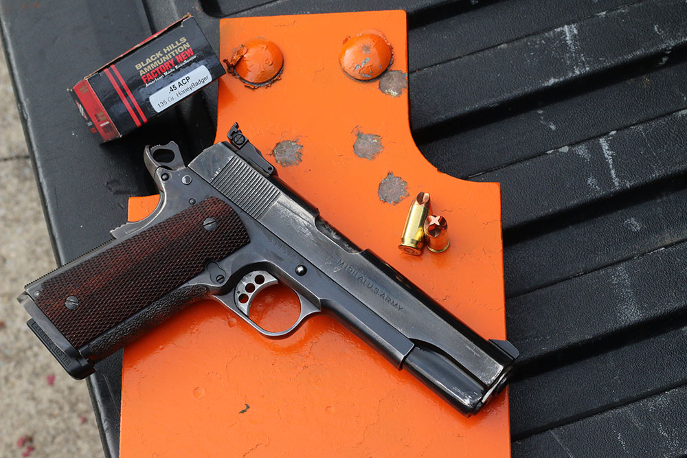 HoneyBadger loading was plenty accurate for field use, as this 60-yard group shows.