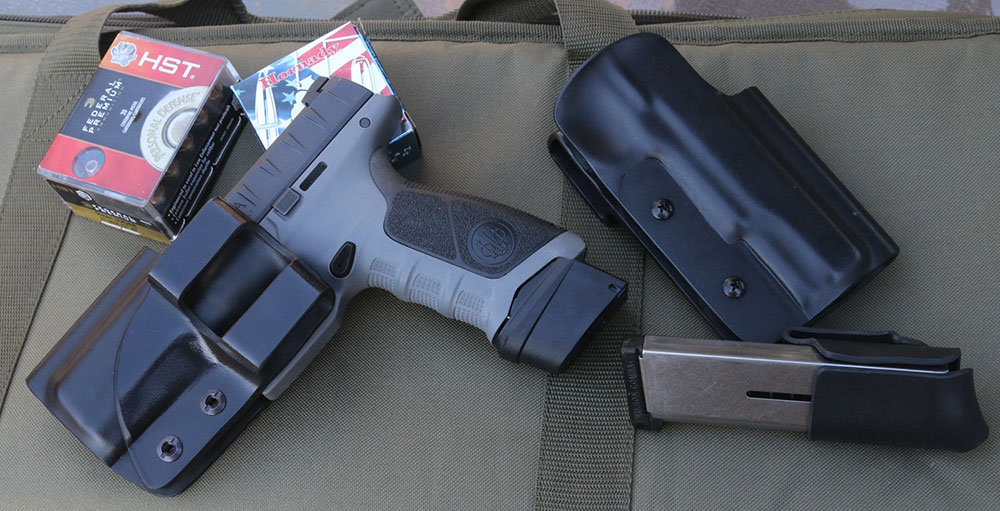 Ready Tactical uses a minimalist one-piece design that has the belt loop formed integrally, as seen on this holster for the Beretta APX. 