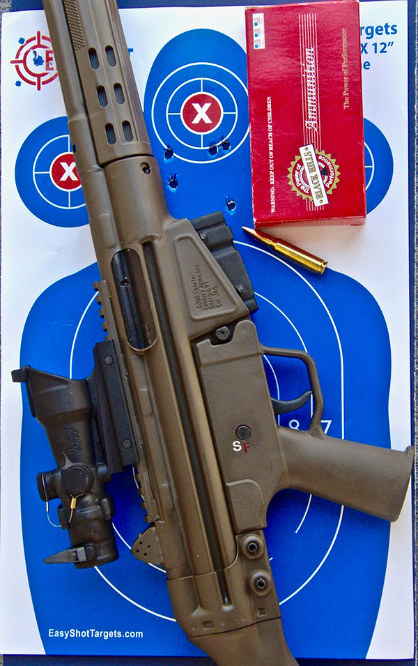 TA01NSN-308/C308 combo shot quite well, as this 2.5-inch five-shot 100-yard group with Black Hills 168-grain Match ammo shows.