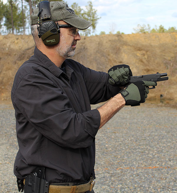 Utilizing the sling shot method is not only just as positive as power stroking, but the pistol also stays closer to full presentation and there is less support-hand movement to grasp the slide. It’s a faster method for rechambering a round in the pistol.
