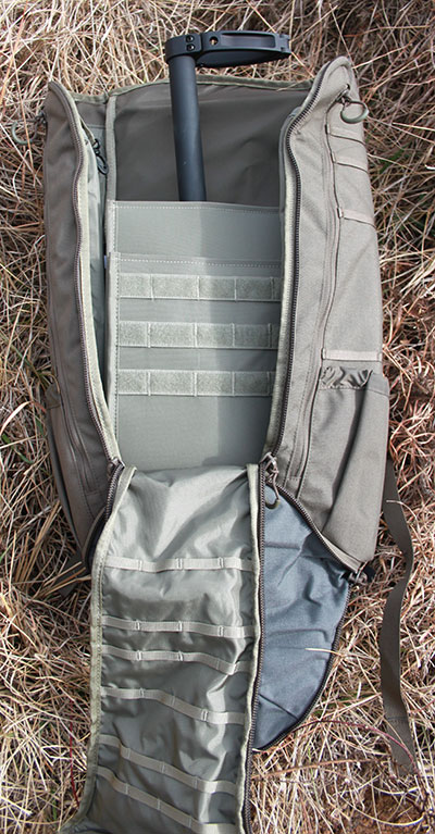 Big Trick bag secures user's weapon of choice behind a divider inside the pack.