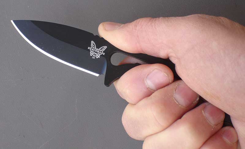 Follow-Up has 2.6-inch drop-point blade and ergonomic skeletonized handle. Knife feels good in the hand.
