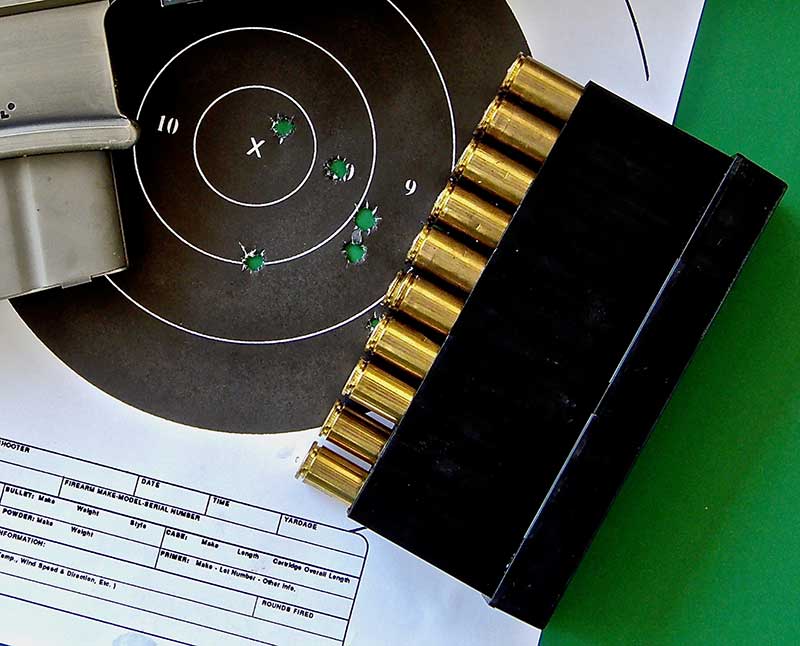 Five rounds of Nammo Lapua 250-grain .338 LM fired at 300 yards from DRD Kivaari Takedown sniping rifle into two inches.