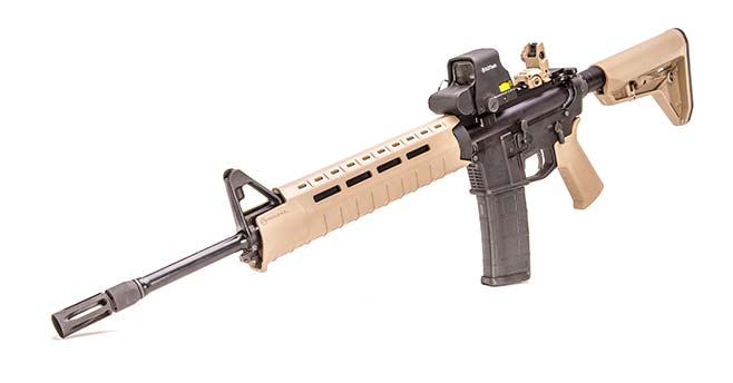As carbine’s name implies, Magpul accessories are prevalent.
