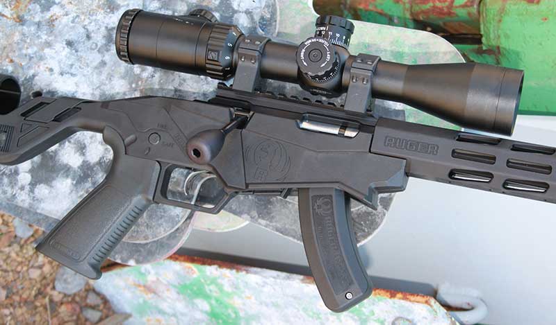 30 MOA Picatinny rail on receiver assists in simple mounting of optics, such as 30mm tube Weaver KASPA 2.5-10X.