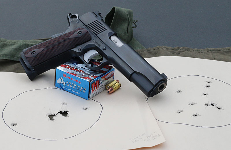 Shooters running one hand against the other will see a decided difference in their level of effort and determination for one hand to outshoot the other. Targets show three strings of three shots from the ready and tenth hit from the holster (left) strong side, and five strings of two shots from the support side.