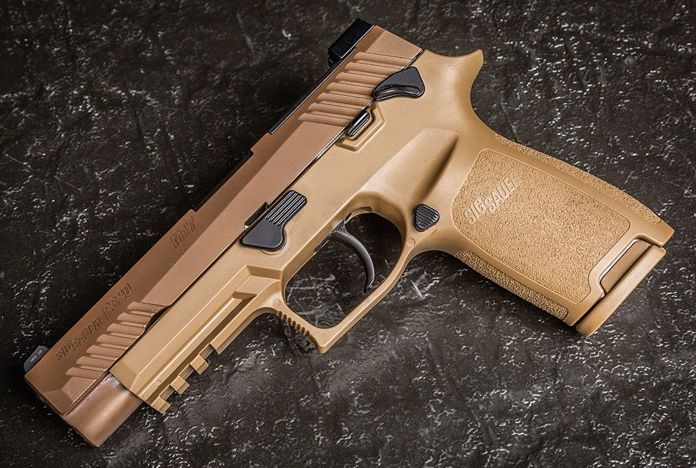 SIG Sauer P320-M17 is a civilian clone of the U.S. Army’s recently selected service weapon. FDE Nitron finished slide complements FDE polymer frame. Nitron black controls are aesthetically pleasing and functional.