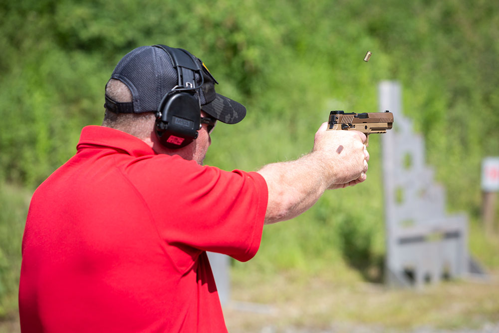 Author takes advantage of range time at SIG Academy with P320-M17.
