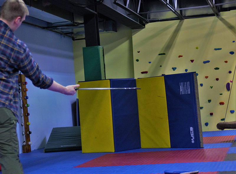 Throwstick's Wirlki model being used on makeshift range. Colors and pattern are noticeable in both natural and manmade environments.