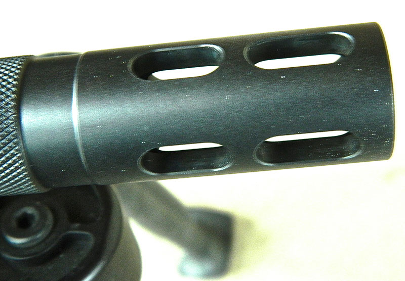 Rather than normal narrow slots found on flash suppressors, AR500’s flash suppressor has relatively large oblong slots.