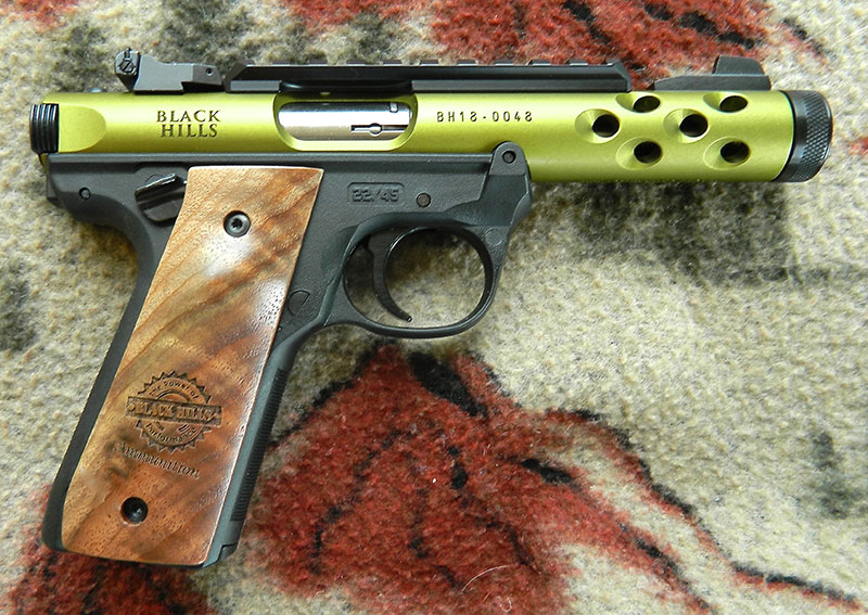 Black Hills Commemorative Ruger 22/45 feels and points like a 1911 and its safety, magazine release, and slide release all operate in the same fashion.