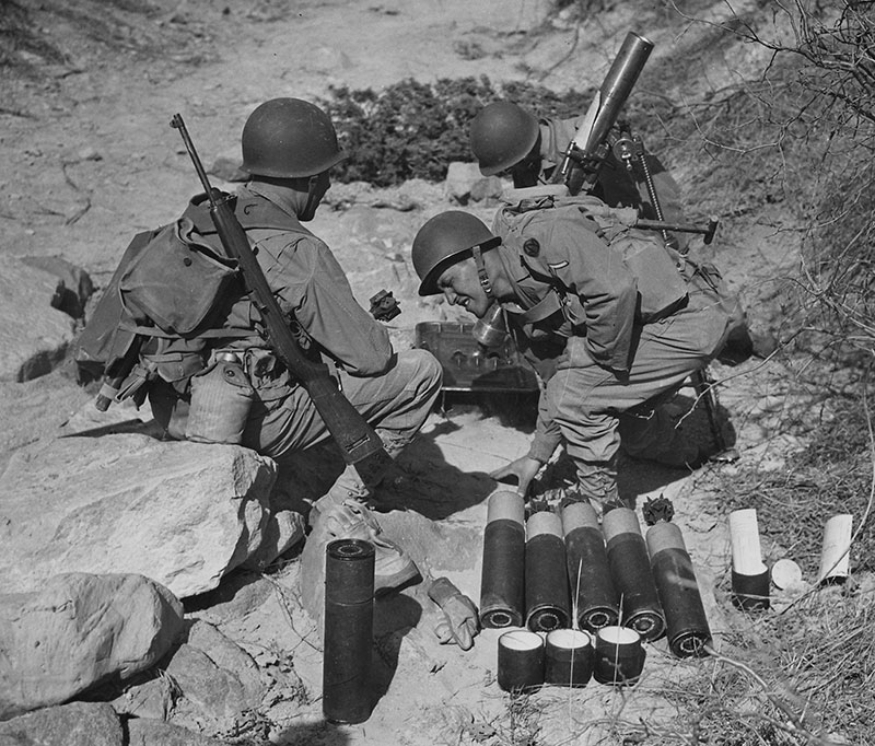 M1 Carbine was designed to arm support troops like these mortar men, for whom direct contact with the enemy was a secondary concern.