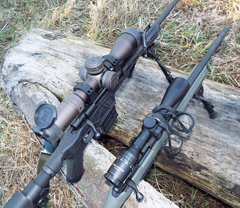 Vortex Gen II Razor 3-18X scope with MOA reticle is big, expensive, and feature-laden for making long shots with more science and less guesswork. Nikko-Stirling 3-9X Panamax scope is inexpensive but gets it done and is a good value for the shooter wanting to learn the way of the mil-dot.
