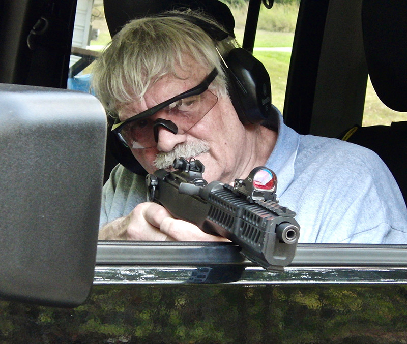 .30 Carbine caliber pistols from Inland have advantage of less recoil, allowing better control, but are also longer and make it harder to balance them when shooting. They work best from a rest, such as a vehicle window ledge.