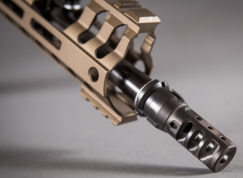 P415 Edge Pistol is equipped with a nitride heat-treated triple-port Dead Air Armament Keymount muzzle brake adapter that’s suppressor ready. It greatly reduces muzzle climb and perceived recoil with minimal concussion compared to traditional muzzle brakes.