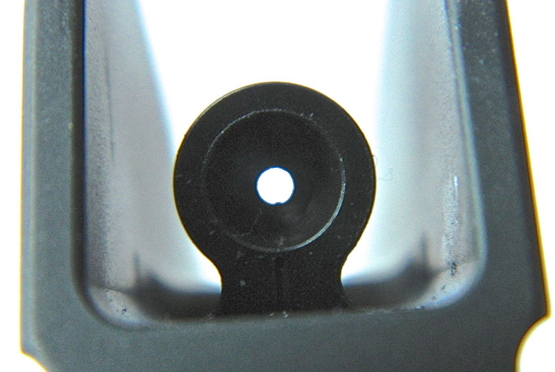 Rear sight has very small aperture. It’s hard to pick up at speed, but delivers excellent accuracy.