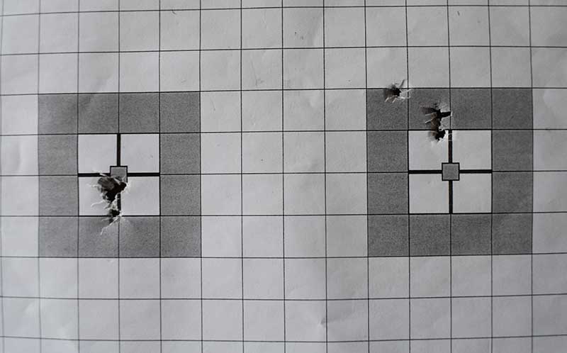 String of five shots shows that membrane on Pill Box has no effect on accuracy.