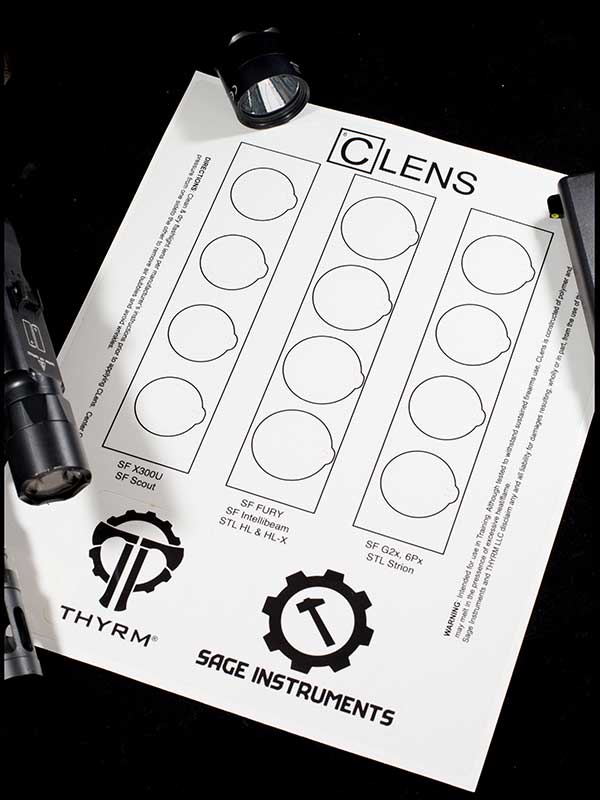 CLENS sheets come in three sizes and in assorted sheet of 12 lens protectors that includes all three sizes to fit a wide variety of weaponlights and tactical flashlight lenses.