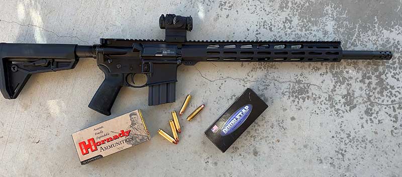 Ruger AR-556 MPR in .450 Bushmaster as set up for evaluation.