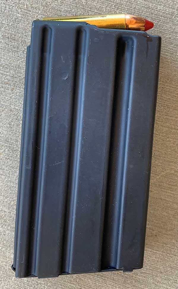 Magazine is same size as a 20-round AR mag, but two are not interchangeable.