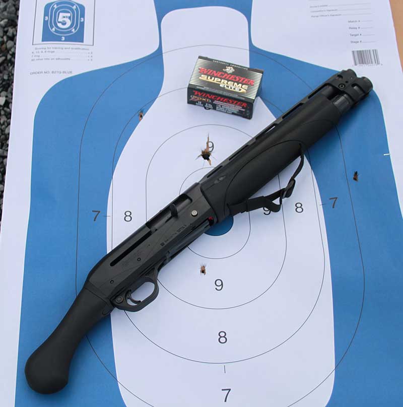 Winchester PDX1 combines slug and buckshot into one potent shotgun load. 10- and 20-yard patterns out of Remington V3 TAC-13.