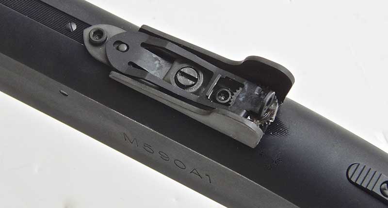 590A1 Retro’s rear ghost-ring sight is adjustable for elevation and windage.