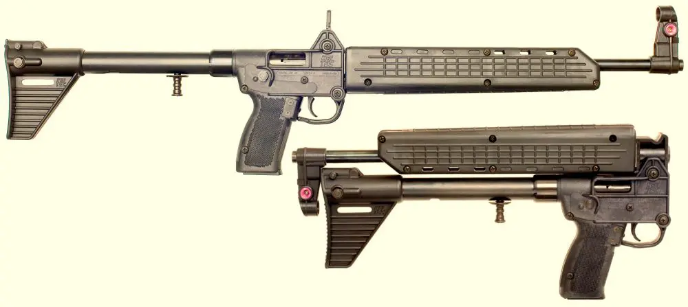 As it comes from Kel-Tec, SUB-2000 can be had in 9x19mm and .40 S&amp;W calibers. Its barrel folds over the top for storage.