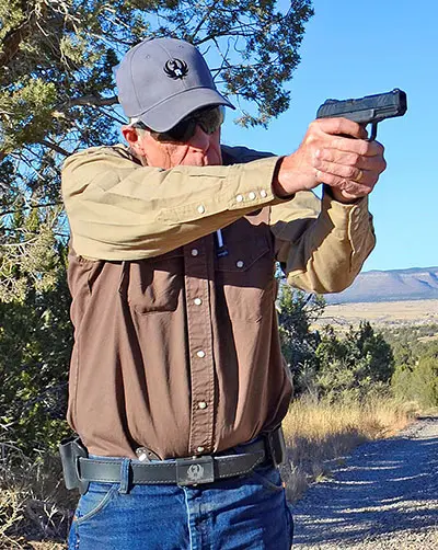 Hansen fires Ruger Security-9 at Gunsite. He found it accurate and easy to shoot.