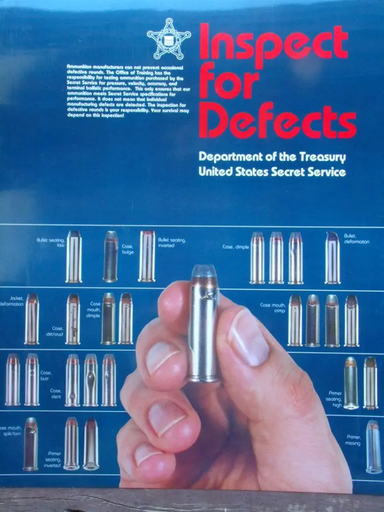 U.S. Secret Service "Inspect for Defects" poster.