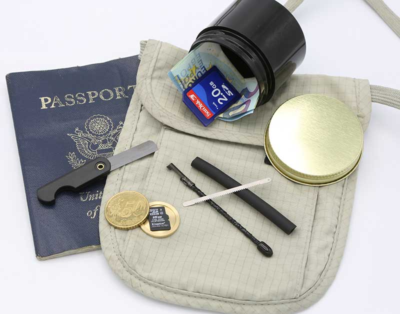 Shomer-Tec products sure to meet traveler’s needs: Covert Coffee, Escape Stick, Covert Coin, and Ceramic Folding Razor Knife.