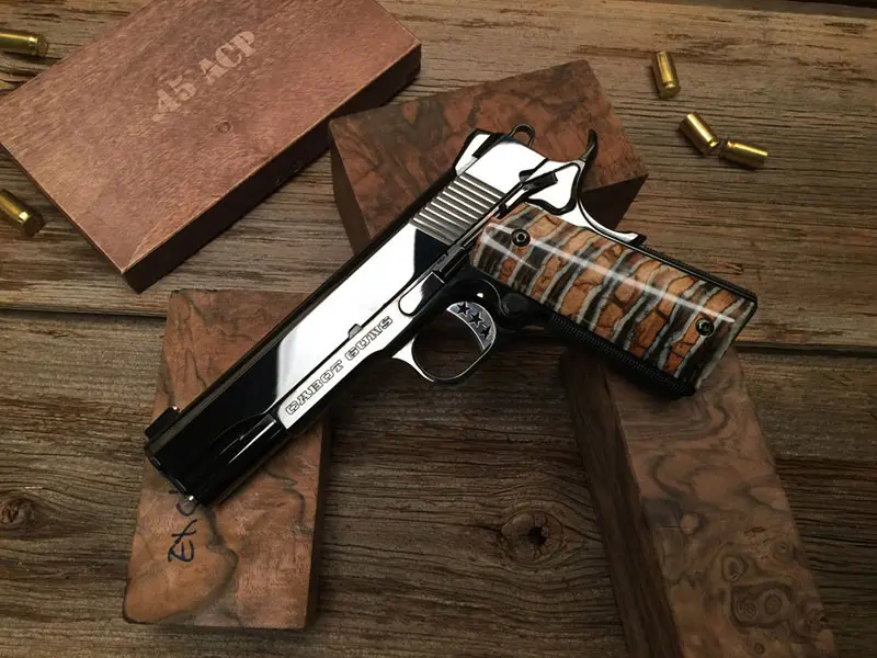 Deluxe-grade Cabot, with their highest level of hand-polished finish and ancient mammoth-tooth grips. Cost is approximately $12,000.