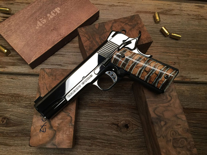 Deluxe-grade Cabot, with their highest level of hand-polished finish and ancient mammoth-tooth grips. Cost is approximately $12,000.