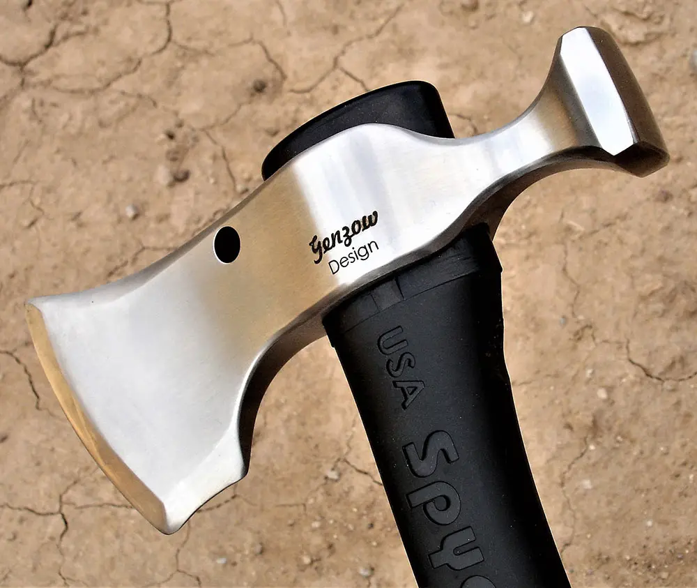 HatchetHawk has a tough, one-piece drop-forged multi-function head made from 5160 tool steel. It combines the best features of a Frankish axe, bearded axe, and tomahawk. It has a hammer poll for utility.
