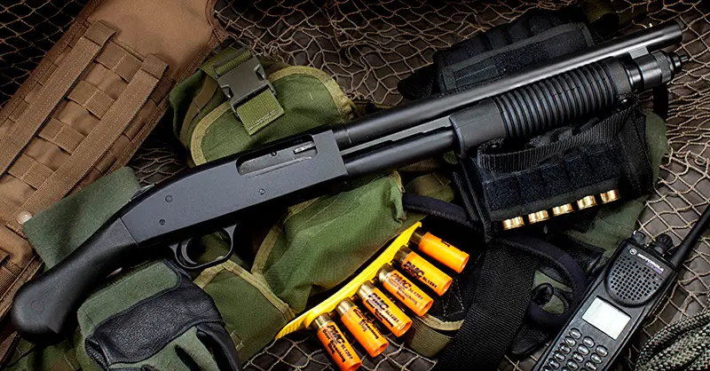 12-gauge Mossberg 590 Shockwave is non-NFA alternative to short-barrel breaching shotguns. Though not considered a shotgun under Federal law, state and local laws may vary.