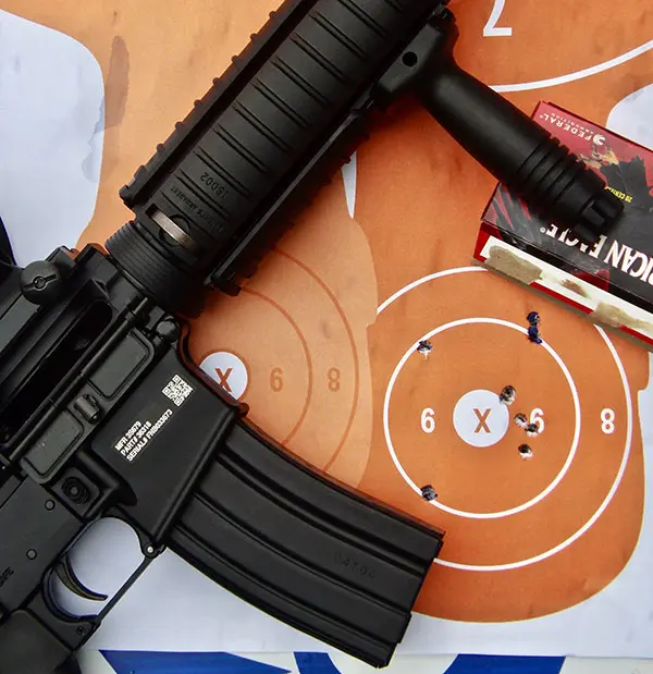 Four 50-yard double taps fired with Military Collector M4.