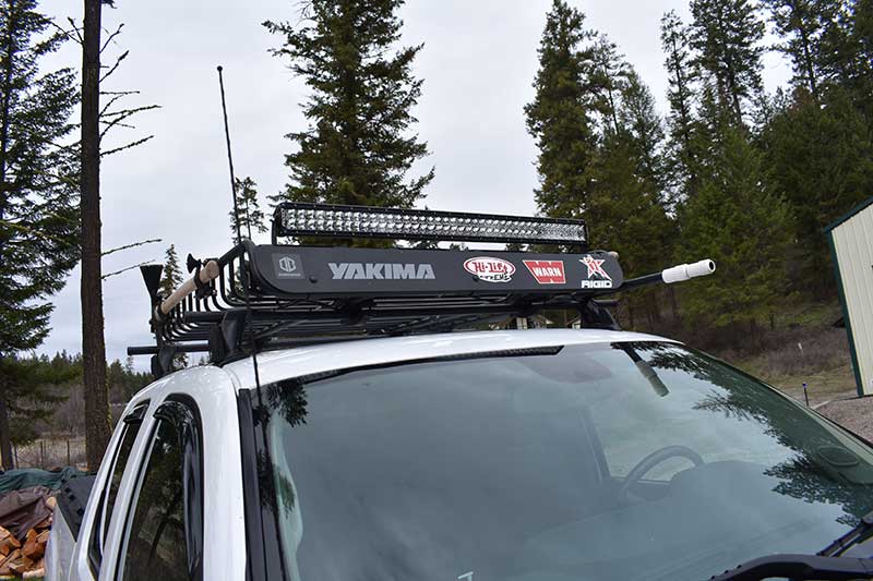 Yakima Rack holds lights, gear, and pioneer tools.