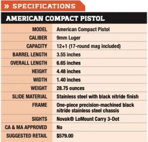 AMERICAN COMPACT PISTOL SPECIFICATIONS
