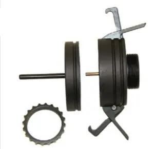 QRB receiver and barrel plate assemblies with special QRB nut, gas tube extension, stainless steel locating pin, and locking arms.